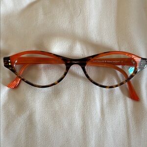 Tortoiseshell and Orange Cat-Eye Glasses